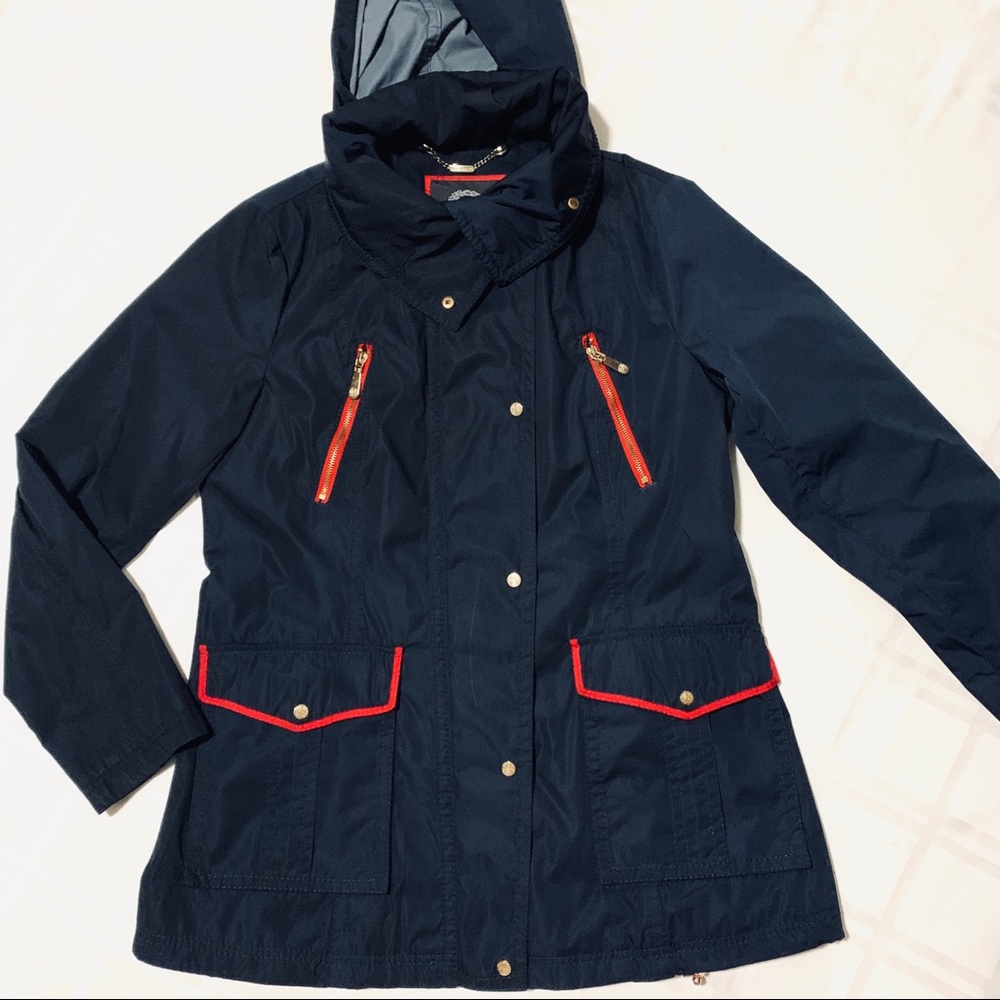 Vince Camuto Navy Utility Jacket with Red Trim - Picture 12 of 13